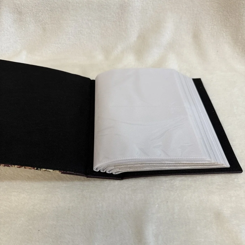 Vintage Floral Tapestry Photo Album Faux Leather Spine Burgundy 7x9
